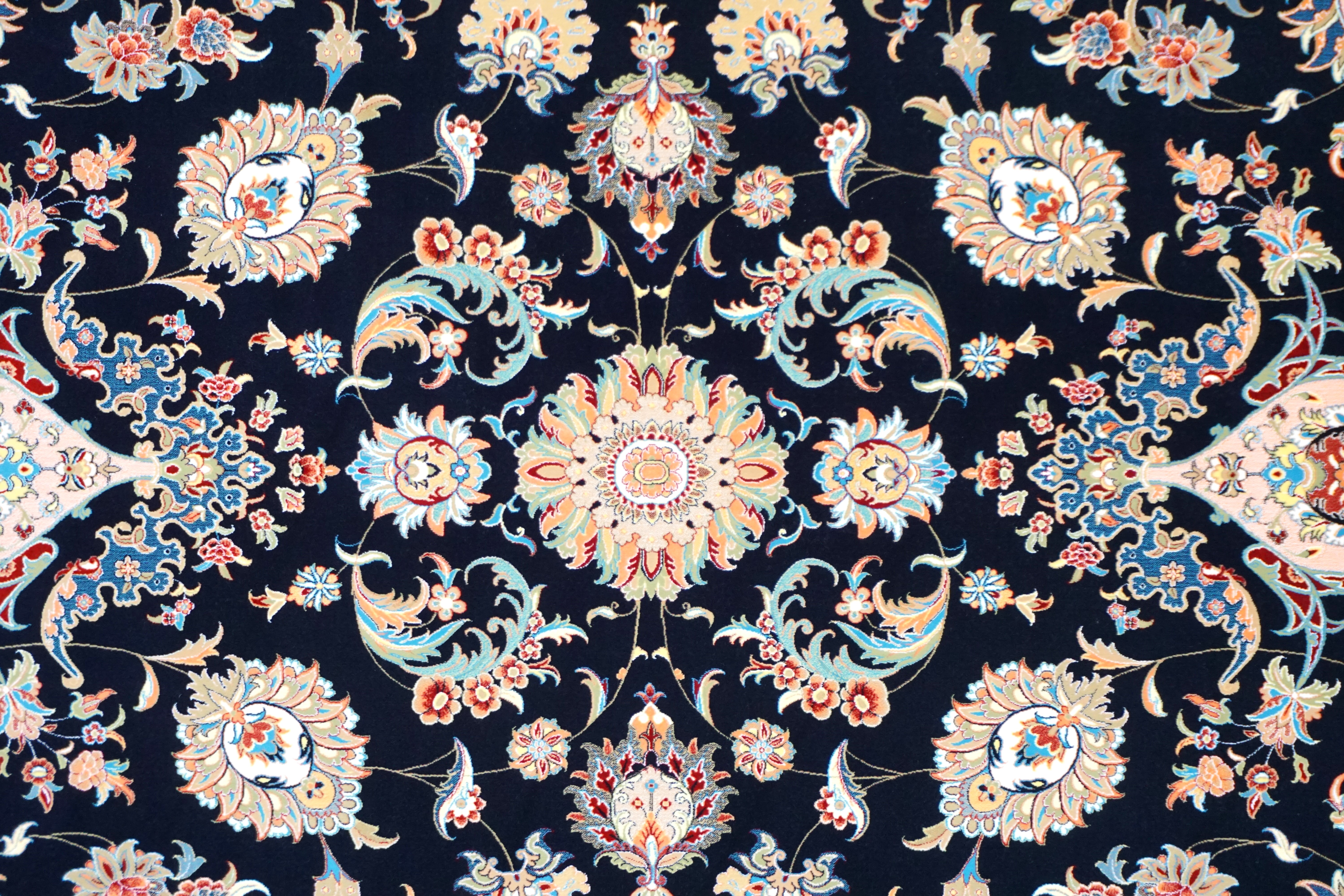 persian carpets round afshan dark blue