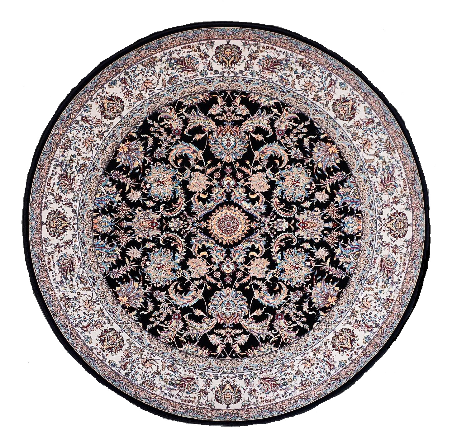 persian carpets round afshan saltanati dark blue