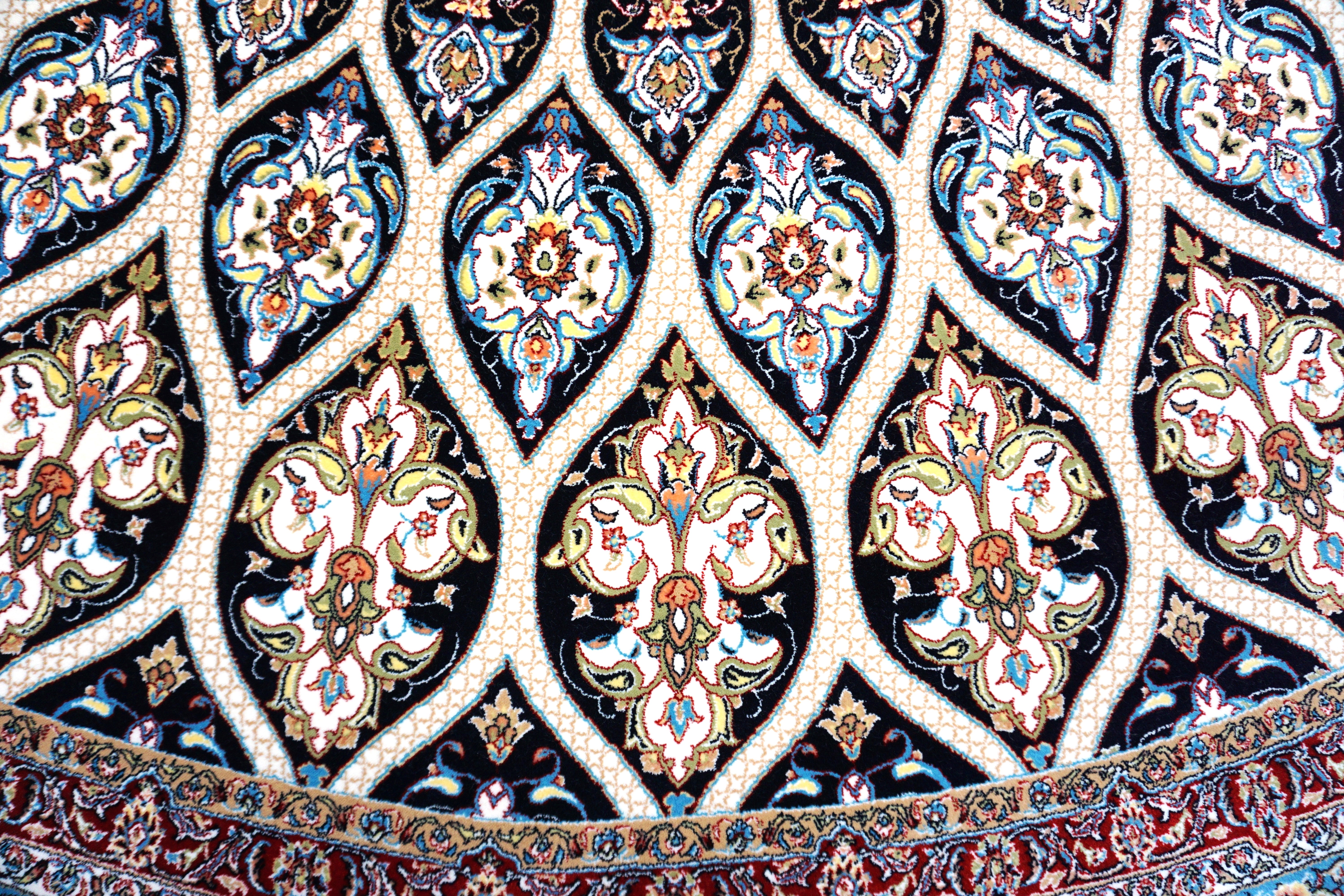 persian carpets round gonbadi dark blue